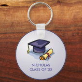 Afstuderen Pet Verleden Cadeau Toekomst op Blauw Sleutelhanger (Voorkant)