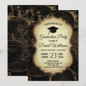 Afstuderen Pet  Wereldkaart Graduation Party Kaart (Voorkant / Achterkant)