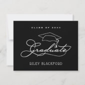 Afstuderen Pet zwart dank u Notitiekaartje (Voorkant)