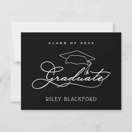 Afstuderen Pet zwart dank u Notitiekaartje (Voorkant)