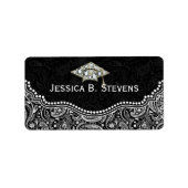 Afstuderen Pet zwart/wit Etiket (Voorkant)