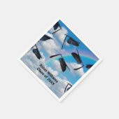 Afstuderen petten in de lucht met regenboog servet (Hoek)