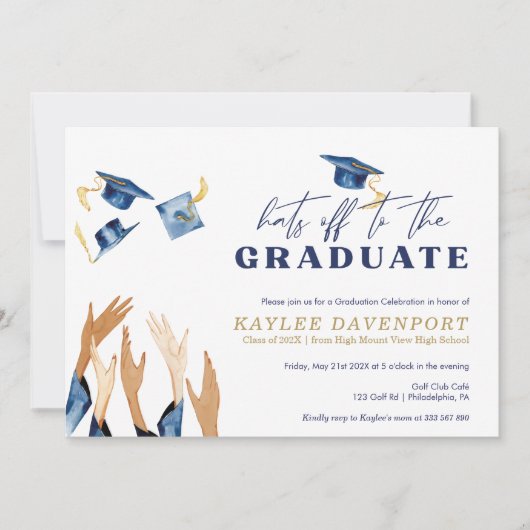 Afstuderen Petten waterverf petten Uitnodiging (Voorkant)
