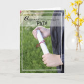 AFSTUDEREN PHD Degree Gefeliciteerd, Diploma Kaart (Gele Bloem)