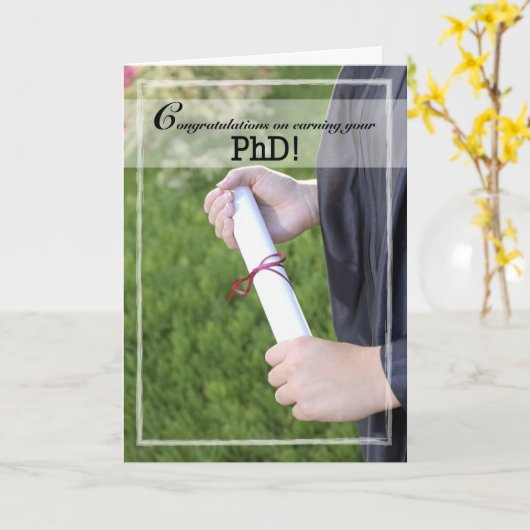 AFSTUDEREN PHD Degree Gefeliciteerd, Diploma Kaart (Gele Bloem)