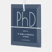 Afstuderen PhD-graad Blue Keepomwille Glas Ornament (Voorkant links)