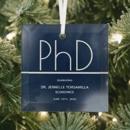 Afstuderen PhD-graad Blue Keepomwille Glas Ornament
