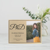 Afstuderen PhD-graad Gold Black Photo Script Aankondiging (Staand voorkant)