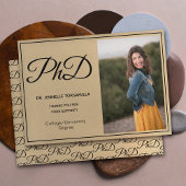 Afstuderen PhD-graad Gold Black Photo Script Aankondiging