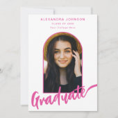 Afstuderen Photo Arch Modern Pink Script Aankondiging (Voorkant)