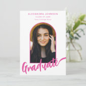 Afstuderen Photo Arch Modern Pink Script Aankondiging (Staand voorkant)