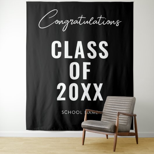 Afstuderen Photo Backdrop Afstuderen Decor Black Wandkleed (In situ)