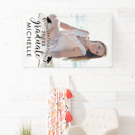 Afstuderen Photo Banner Elegant Script Congrates (Insitu)