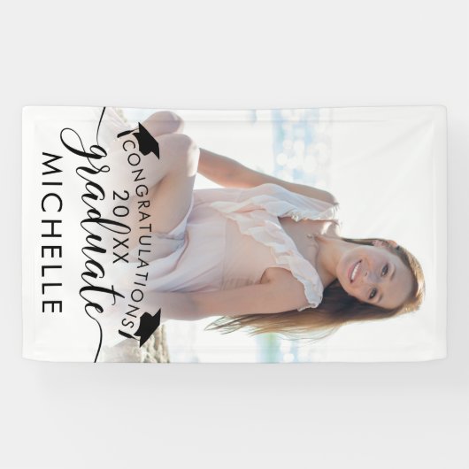 Afstuderen Photo Banner Elegant Script Congrates (Horizontaal)