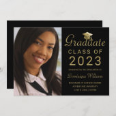 Afstuderen Photo Black Gold Afstudeerder Pet 2023 Aankondiging (Voorkant / Achterkant)