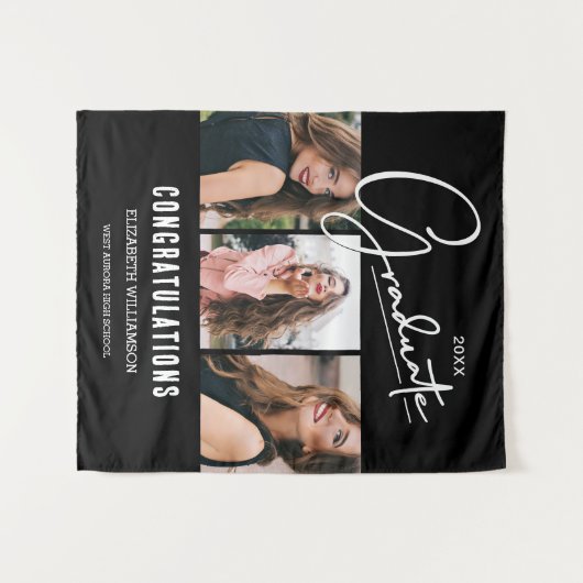 Afstuderen Photo Booth Achtergrond Wandkleed (Voorkant (horizontaal))