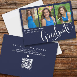 Afstuderen Photo Calligraphy Script Navy Blue Kaart