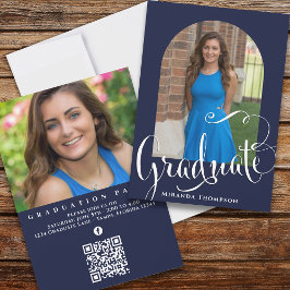 Afstuderen Photo Calligraphy Script Navy Blue Kaart