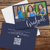 Afstuderen Photo Calligraphy Script Navy Blue Kaart