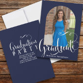 Afstuderen Photo Calligraphy Script Navy Blue Kaart
