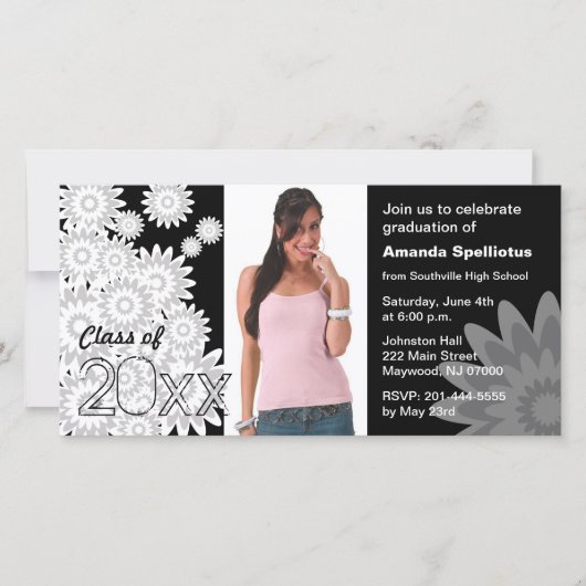 Afstuderen Photo Card White Flower (Voorkant)