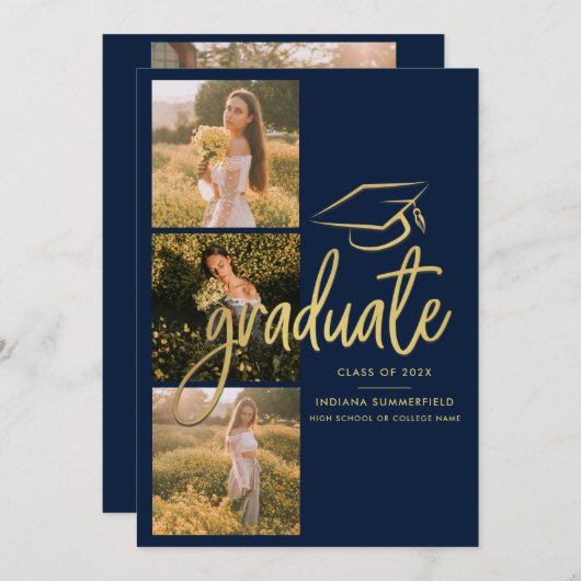 Afstuderen Photo Collage 2025 Afstudeerder Navy Bl Aankondiging (Voorkant / Achterkant)