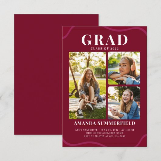 Afstuderen Photo Collage Afstudeerder 2025 Party Kaart (Voorkant / Achterkant)