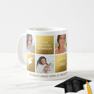 Afstuderen Photo Collage Gold Class of 20XX Custom Koffiemok