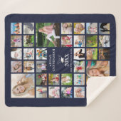 Afstuderen Photo Collage Script CLASS of Navy Blue Sherpa Deken (Voorkant (horizontaal))