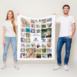 Afstuderen Photo Collage Script CLASS of White Fleece Deken