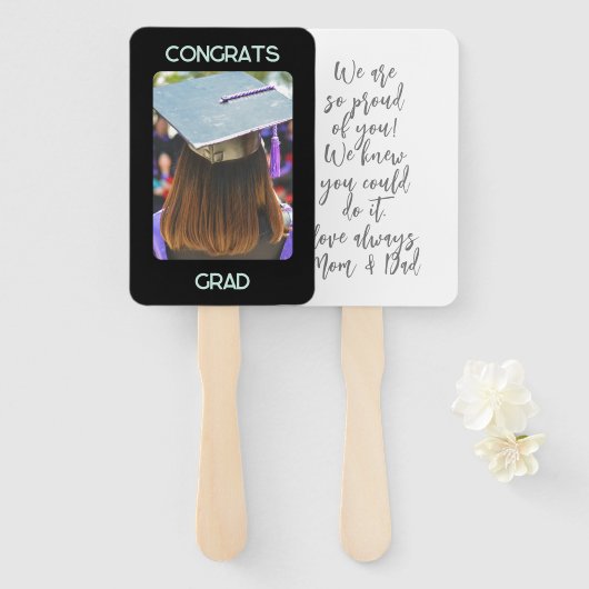 Afstuderen Photo Congrats Afstudeerder Afstuderen Handwaaier (Voorkant en achterkant)