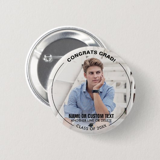 Afstuderen Photo Congrats Afstudeerder Klasse 20XX Ronde Button 5,7 Cm (Voorkant /achterkant)