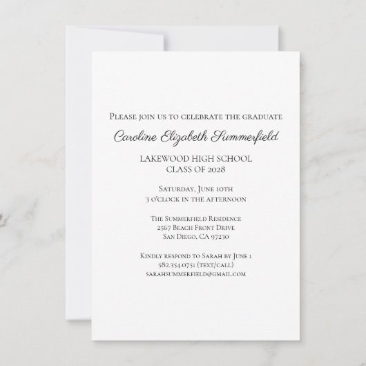 Afstuderen Photo Elegant Script | feestuitnodiging Kaart (Achterkant)