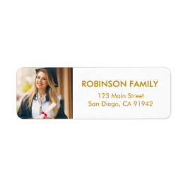 Afstuderen Photo Gold Script Modern Return-adres Etiket