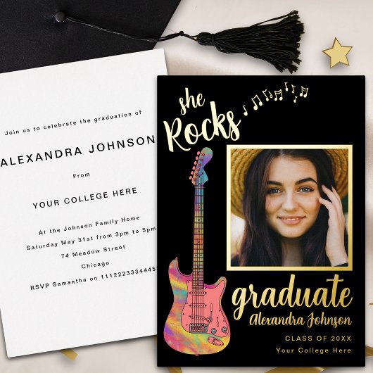 Afstuderen Photo Graduation Party Script Black Gol Folie Uitnodiging