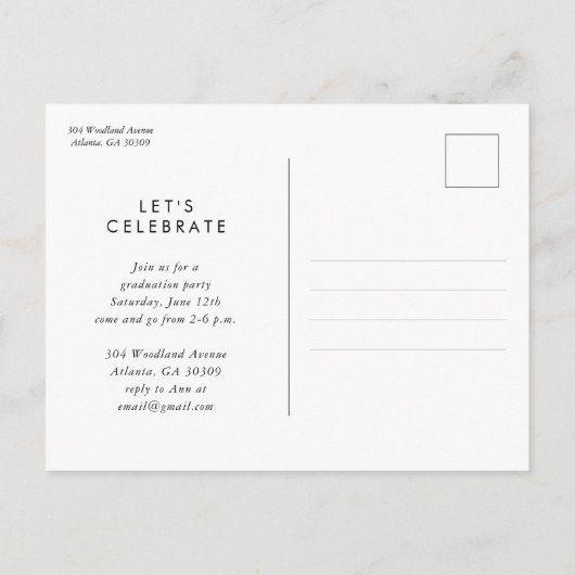 Afstuderen Photo Invitation Briefkaart (Achterkant)