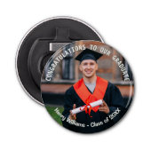 Afstuderen Photo Keepsake gepersonaliseerd Button Flesopener (Voorkant)