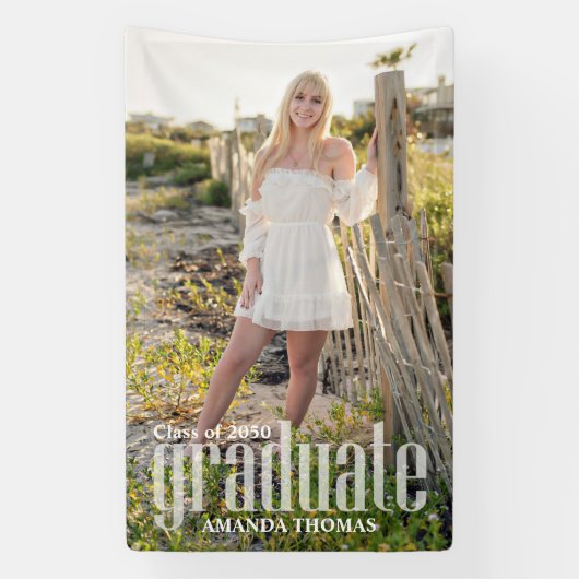 Afstuderen Photo minimalist Simple Script Modern Spandoek (Verticaal)