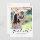 Afstuderen Photo Modern Black Script 2023 Aankondigingskaart (Voorkant / Achterkant)