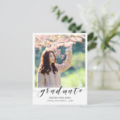 Afstuderen Photo Modern Black Script 2023 Aankondigingskaart (Staand voorkant)