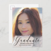 Afstuderen Photo Modern Black Script 2023 Aankondigingskaart (Voorkant / Achterkant)