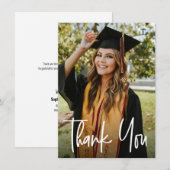 Afstuderen Photo Modern handgeschreven script Bedankkaart (Voorkant / Achterkant)