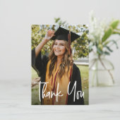 Afstuderen Photo Modern handgeschreven script Bedankkaart (Staand voorkant)