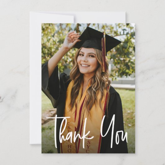 Afstuderen Photo Modern handgeschreven script Bedankkaart (Voorkant)