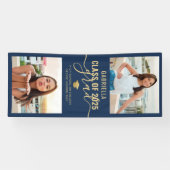 Afstuderen Photo Navy Blue Gold Elegant Banner (Horizontaal)