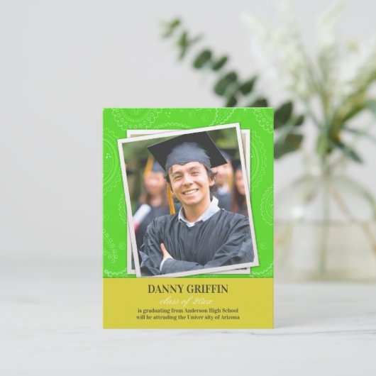 Afstuderen Photo Paisleys aankondiging (Staand voorkant)