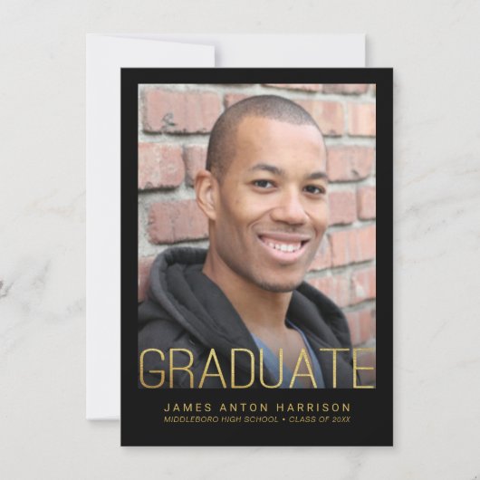 Afstuderen Photo Party Aankondiging Faux Gold Foli (Voorkant)