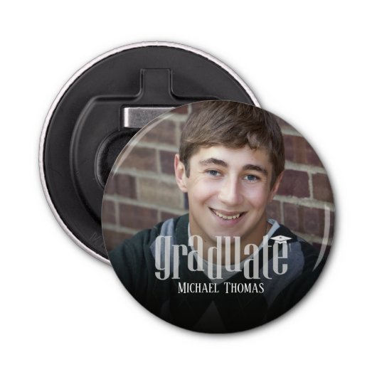 Afstuderen Photo Party Favoriet Button Flesopener (Voorkant)