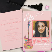 Afstuderen Photo Pink Script Graduation Party Kaart
