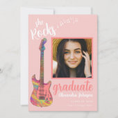 Afstuderen Photo Pink Script Graduation Party Kaart (Voorkant)